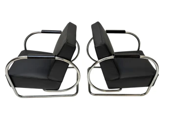 Art Deco Modernist Bauhaus Tubular Steel Lounge Chairs by Frits Kuyken, 1936